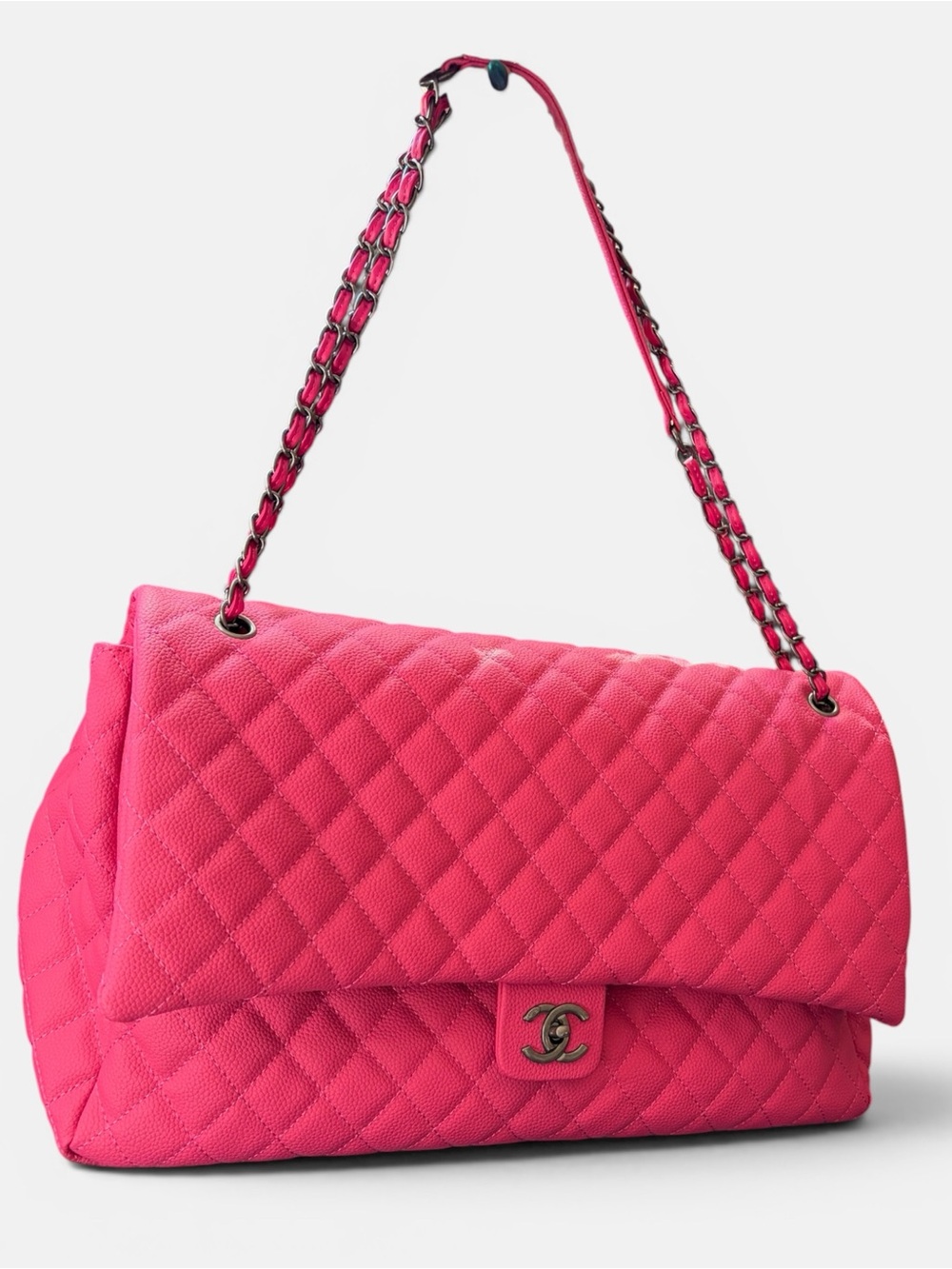 JUMBO Flap Style Shoulder Bag - Hot Pink